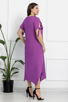 Льняное платье с ассиметричным низом и завязками Gold Style 2628 сиреневый - фото 5