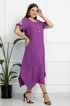 Льняное платье с ассиметричным низом и завязками Gold Style 2628 сиреневый - фото 3