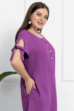 Льняное платье с ассиметричным низом и завязками Gold Style 2628 сиреневый - фото 2