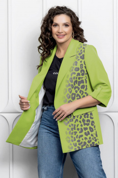 Пиджак прямого силуэта с анималистичным принтом Gold Style 2615/1 салатовый - фото 1