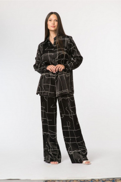 Блузка свободного кроя из вискозы с воротником-стойкой FASHION CENTRE В-3768 черный - фото 3