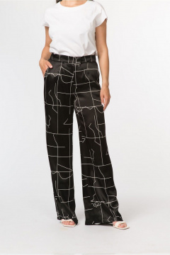 Широкие брюки прямого кроя из вискозы с поясом-резинкой FASHION CENTRE В-3769 черный - фото 2