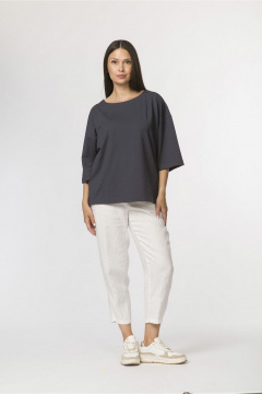 Классичный джемпер из хлопка и трикотажа с удлиненным рукавом FASHION CENTRE Х-3727 темно-серый - фото 1