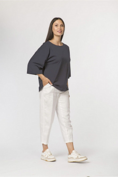 Классичный джемпер из хлопка и трикотажа с удлиненным рукавом FASHION CENTRE Х-3727 темно-серый - фото 2