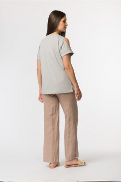 Джемпер прямой с овальными вырезами и шнурами FASHION CENTRE Х-3728 серо-голубой - фото 4