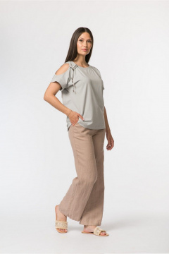 Джемпер прямой с овальными вырезами и шнурами FASHION CENTRE Х-3728 серо-голубой - фото 2