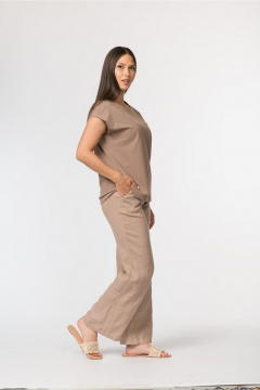 Джемпер прямой с коротким рукавом и круглым вырезом FASHION CENTRE Х-3729 кофейный - фото 4