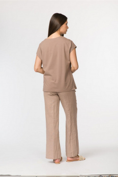 Джемпер прямой с коротким рукавом и круглым вырезом FASHION CENTRE Х-3729 кофейный - фото 2