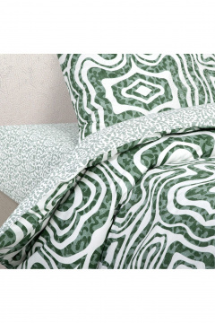 Постельный комплект из поплина, зеленый, 2 наволочки, просторный АРТПОСТЕЛЬ 920 энимал - фото 3