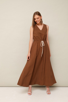 Комфортное платье из вискозы и льна с кулиской и карманами PUR PUR 11-283/3 - фото 2