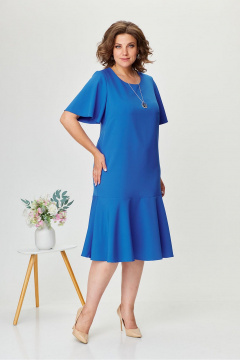 Летнее платье прямого силуэта с воланом из плательной ткани Fortuna ШЖ 1719 василек - фото 1