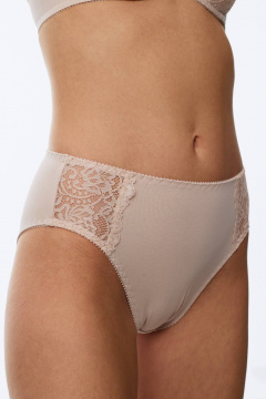 Бежевые трусы-слипы из хлопка и кружева Леди Леда 327-275 - фото 1