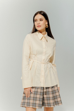 Блуза из хлопка с разрезами, классического и делового стиля DEVITA 6013 молочный - фото 5