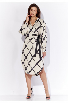 Летнее белое платье прямого силуэта с длинным рукавом TAiER 1295 - фото 2