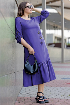 Платье макси бохо из эко льна plus size летнее Gold Style 2657 фиолет - фото 5
