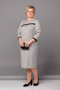 Платье полуприлегающего силуэта из трикотажа с кокетками Соджи 446 серый - фото 3