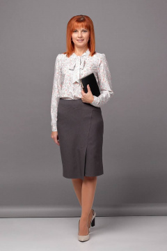 Юбка прямого силуэта из текстиля, демисезон, деловой стиль Соджи 448 темно-серый - фото 2