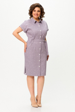 Летнее платье из хлопка в полоску с разрезами Slaviaelit 536 пудра - фото 5