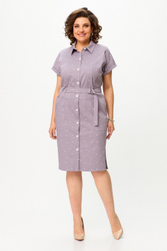 Летнее платье из хлопка в полоску с разрезами Slaviaelit 536 пудра - фото 1