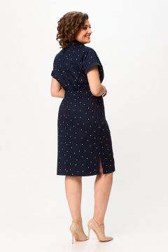 Летнее платье с карманами и разрезами из хлопка Slaviaelit 536 синий - фото 5