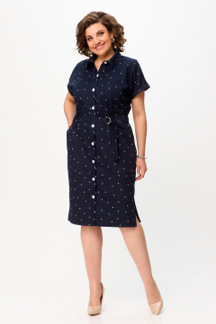 Летнее платье с карманами и разрезами из хлопка Slaviaelit 536 синий - фото 2