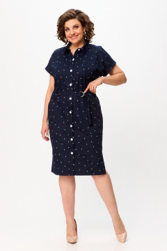 Летнее платье с карманами и разрезами из хлопка Slaviaelit 536 синий - фото 1