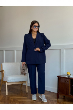 Летний деловой костюм из вискозы: жакет и узкие брюки Dilana VIP 2056/1 синий - фото 1