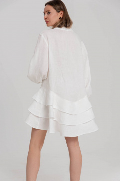 Платье-облако из льна с воланами и поясом в стиле casual JuNi Brand PL-VN-LN-L-01 белый - фото 3