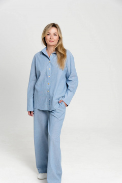 Голубые летние повседневные брюки из хлопка с резинкой JuNi Brand БР-001 голубой - фото 3