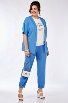 Комплект голубых брюк, жакета и топа в стиле casual Grace for you 306 - фото 1