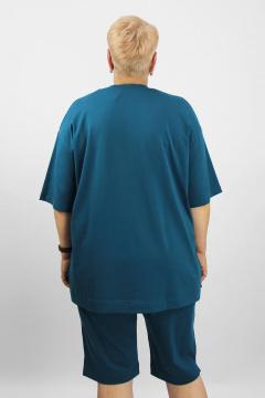 Бирюзовый комплект майки и шорт из трикотажа для лета Полесье С0208-23 4С0758-Д43 164 морская_волна - фото 3