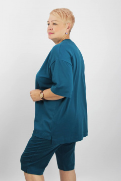 Бирюзовый комплект майки и шорт из трикотажа для лета Полесье С0208-23 4С0758-Д43 164 морская_волна - фото 2