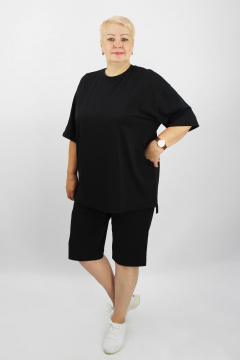 Черный комплект майки и шорт из хлопка и трикотажа Полесье С0208-23 4С0758-Д43 164 черный - фото 1