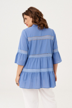 Блуза с оборками из хлопка и рукавом 3/4 Almirastyle 357 голубой - фото 5