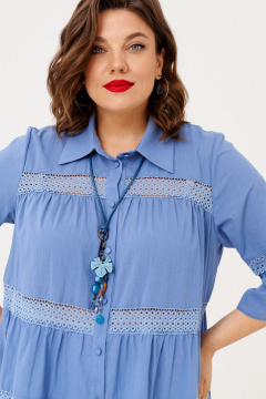 Блуза с оборками из хлопка и рукавом 3/4 Almirastyle 357 голубой - фото 4