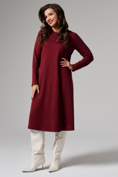 Платье длинное в расширяющемся стиле из трикотажа Панда 166483w бордовый - фото 1