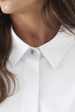 Блуза классический силуэт с отложным воротником и рельефами Панда 191140w белый - фото 3