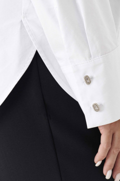 Блуза классический силуэт с отложным воротником и рельефами Панда 191140w белый - фото 4