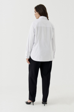 Блуза классический силуэт с отложным воротником и рельефами Панда 191140w белый - фото 5