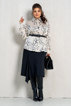 Демисезонная юбка А-силуэт с асимметричной передней частью Aira Style 24-011 черный - фото 3