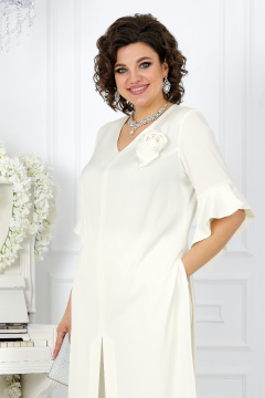 Брюки и туника нарядный комплект из сатина для полных Ninele 6010 молочный - фото 3