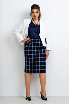 Белый костюм тройка со съемной тесьмой и перьями Aira Style 24-11 молочно-синий - фото 3