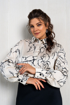 Бежевый и черный комплект из блузки и юбки с эластичной тесьмой Aira Style 24-15 бежево-черный - фото 5