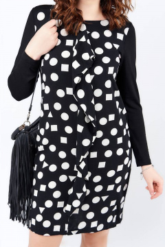 Платье прямого силуэта из вискозы с разрезами и воланом La rouge 25898 черный - фото 4