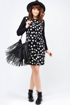 Платье прямого силуэта из вискозы с разрезами и воланом La rouge 25898 черный - фото 2