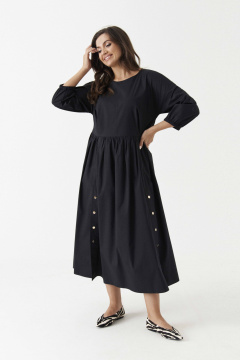 Платье свободного кроя с карманами для ежедневного стиля Панда 185880w черный - фото 2
