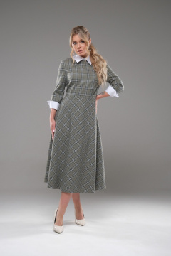Платье женское полуприлегающего силуэта с белым воротником Galean Style 942 зеленый - фото 5