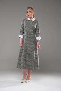 Платье женское полуприлегающего силуэта с белым воротником Galean Style 942 зеленый - фото 3