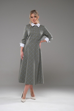 Платье женское полуприлегающего силуэта с белым воротником Galean Style 942 зеленый - фото 2