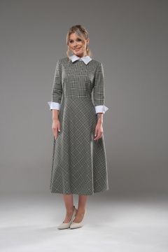 Платье женское полуприлегающего силуэта с белым воротником Galean Style 942 зеленый - фото 1